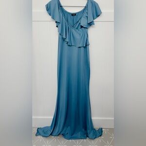 Ruffle Stretch Maxi Maternity Dress